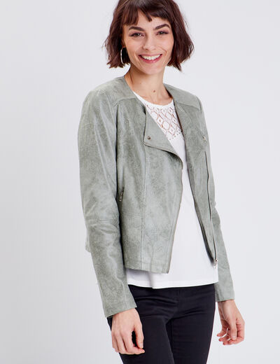 Veste droite zippée vert clair femme