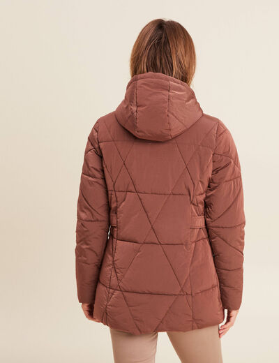 Doudoune cintr&eacute;e &agrave; capuche vieux rose femme