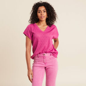 t shirt manches courtes rose femme T-shirt manches courtes rose femme