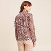 T-shirt manches longues col nou&eacute; marron femme