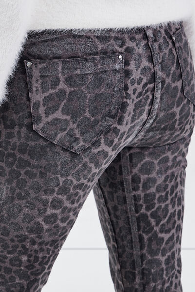 Pantalon ajusté taille haute gris foncé femme