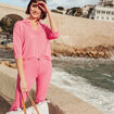 Pantalon ajusté rose fushia femme