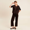 Veste sans manches en velours marron cognac femme