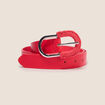 Ceinture fine bi-mati&egrave;re rouge fluo femme