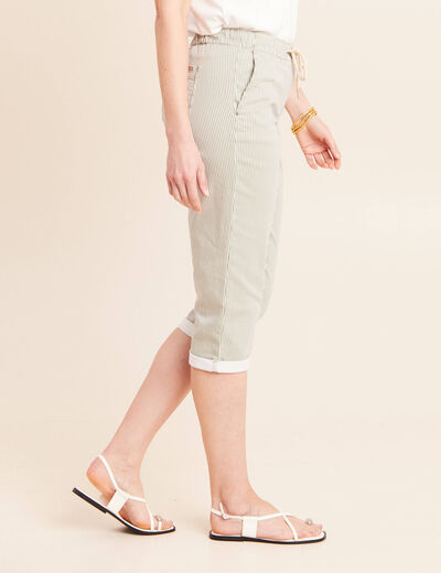 Pantacourt coupe mom large vert femme