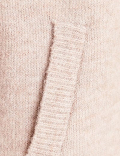 Gilet droit long col chemise beige femme