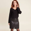 Robe tricot bas simili cuir noir femme