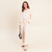 Chemise col chemise manches longues creme femme