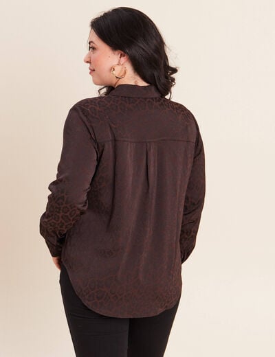Chemise manches longues marron femme