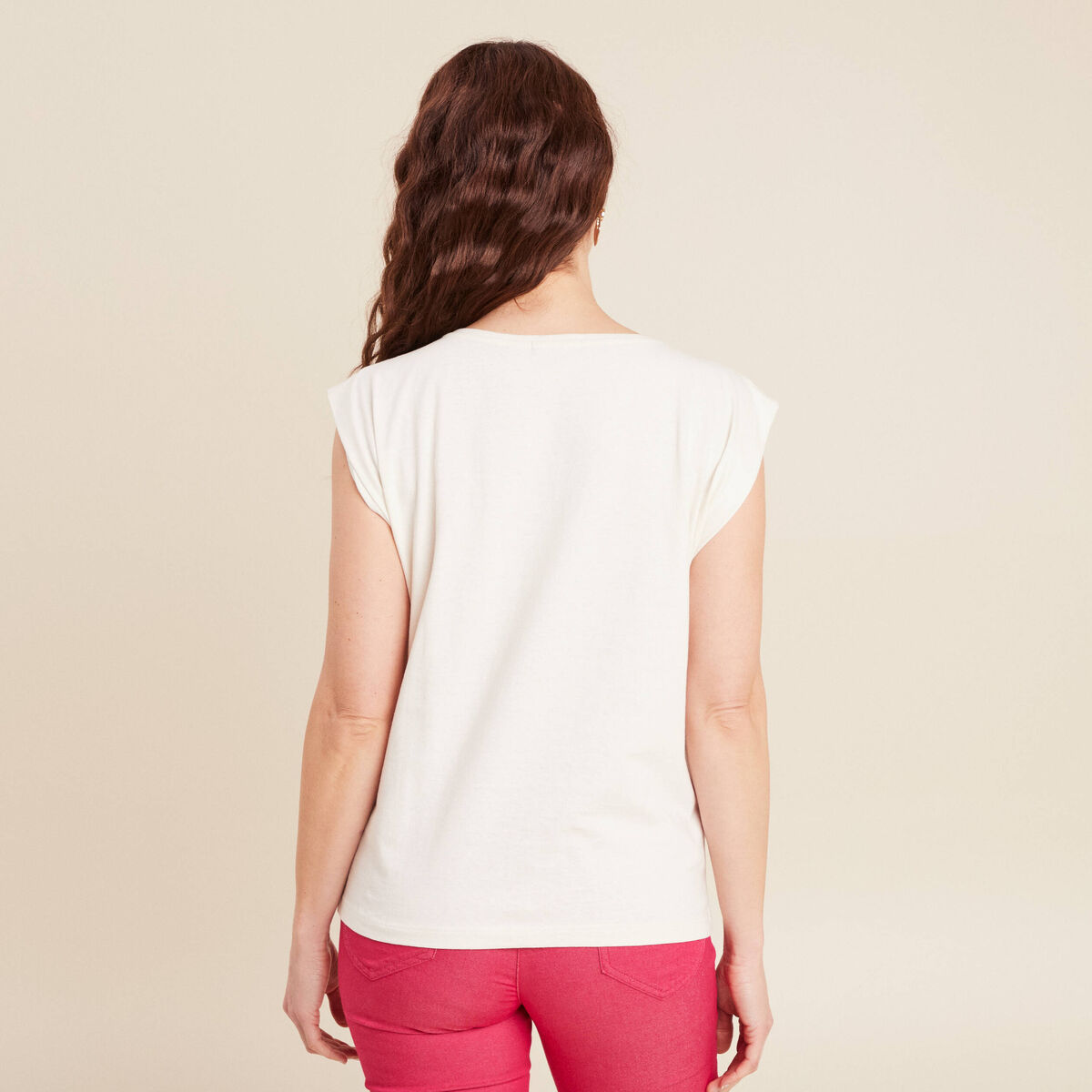Débardeur sans manches ecru femme