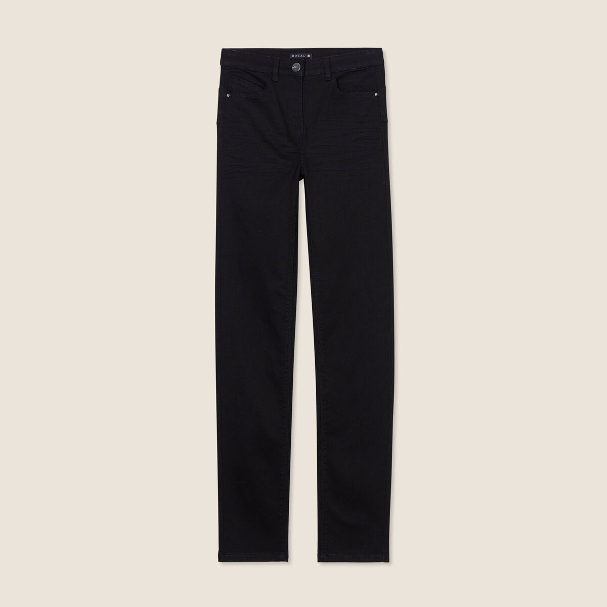 Jean ajusté taille standard long noir femme