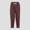 Pantalon battle en lin marron fonc&eacute; femme