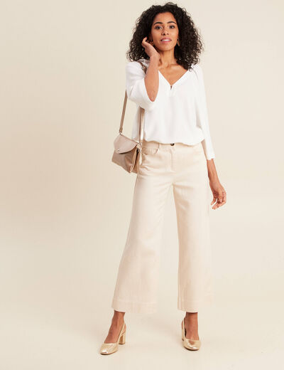 Pantalon large 7/8ème ivoire femme