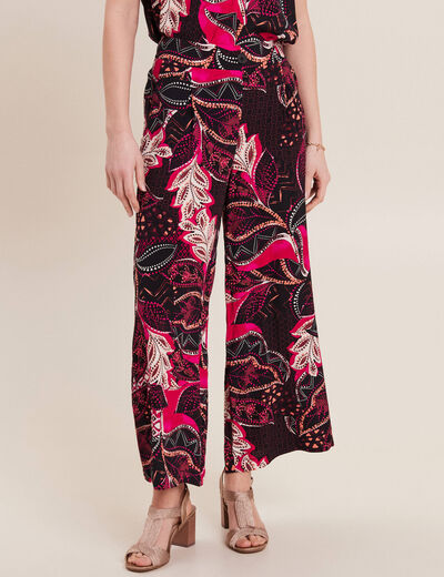 Pantalon flou large 7/8ème noir femme