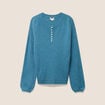 Pull col tunisien bleu p&eacute;trole femme