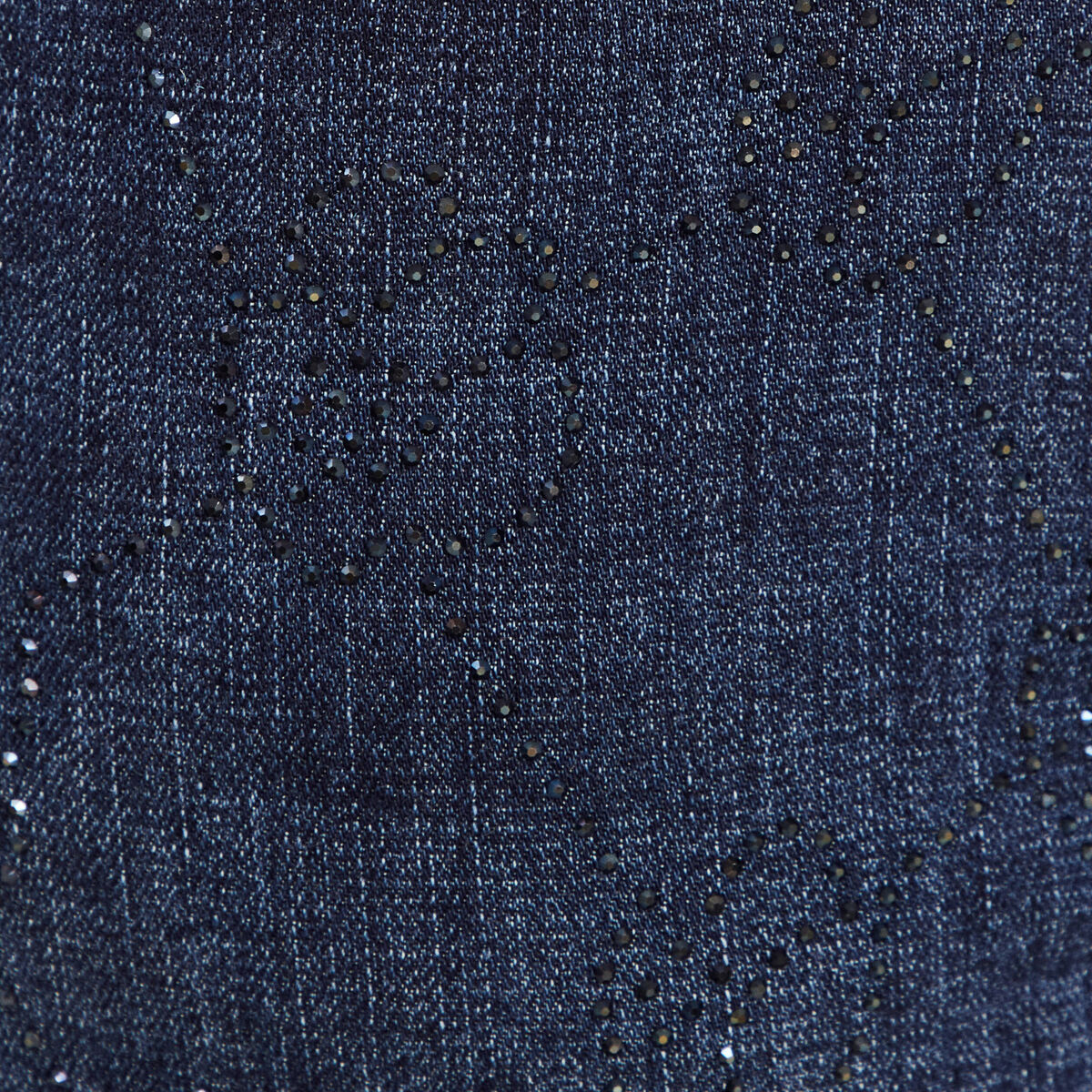 Jean ajusté à strass denim brut femme