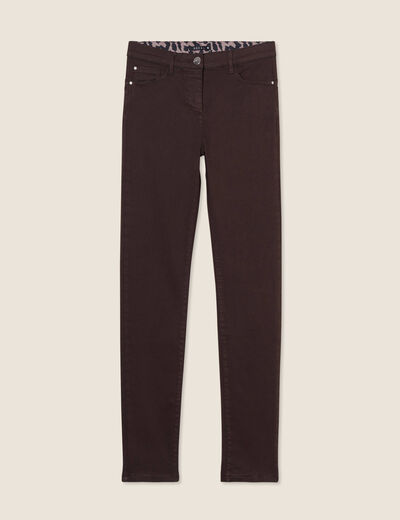 Jean magique ajusté taille standard marron foncé femme