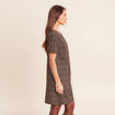 Robe droite courte en maille col rond noir femme