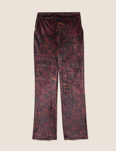 Pantalon large taille haute marron femme