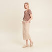 T-shirt manches courtes col en V marron cognac femme