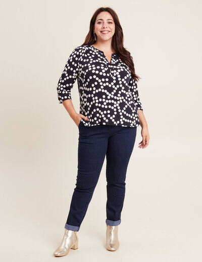 Blouse manches 3/4 noir femme