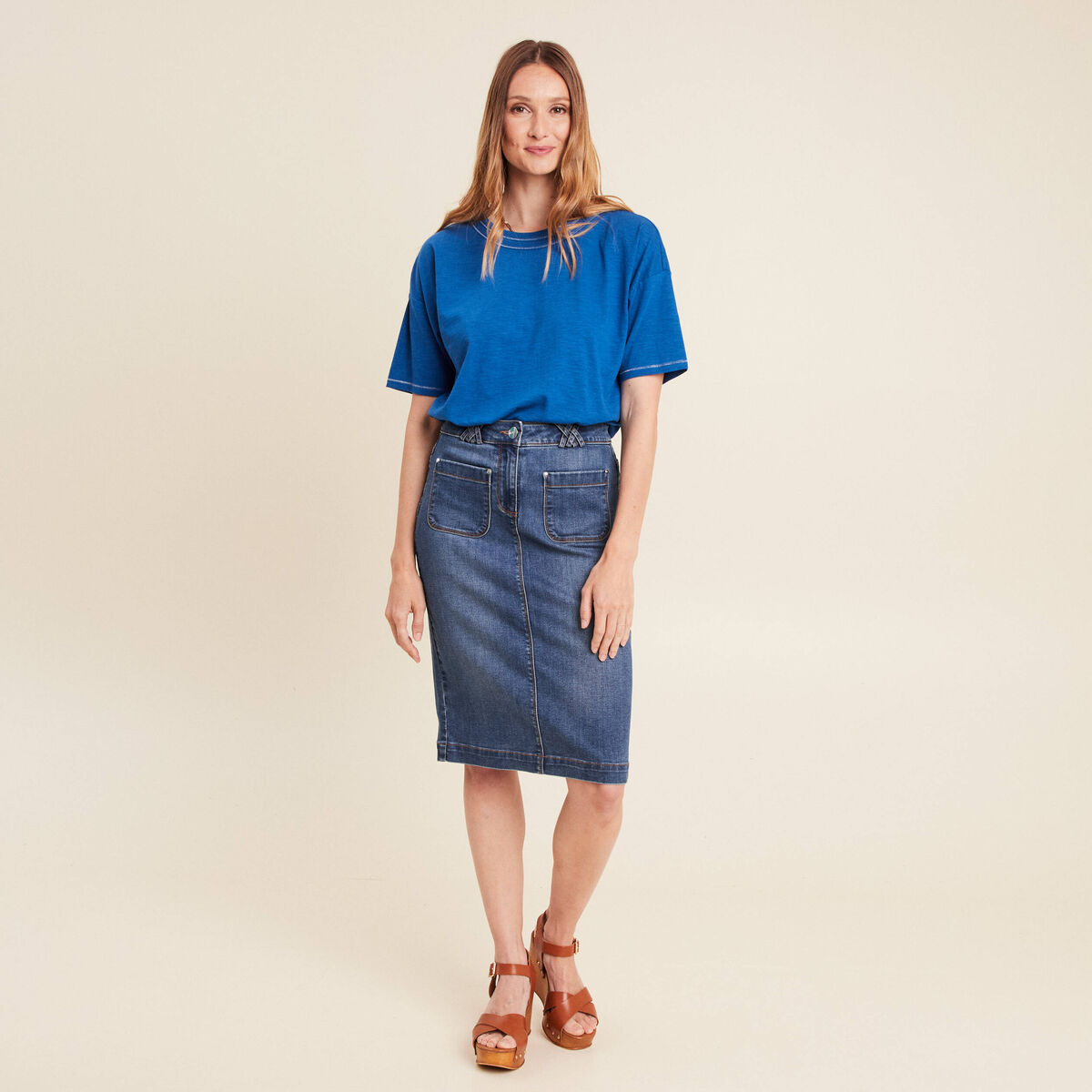 T-shirt manches courtes bleu femme