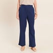 Pantalon large 7/8&egrave;me taille haute bleu roi femme