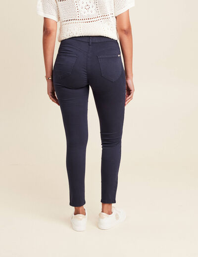 Pantalon léger taille standard 7/8ème bleu marine femme
