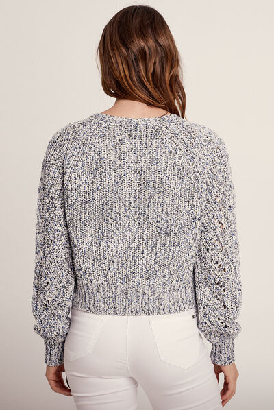 Gilet manches longues bleu femme