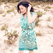 Robe droite courte col V manches courtes ecru femme