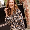 Blouse manches longues marron clair femme