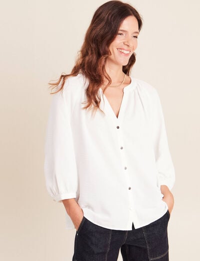 Chemise manches 3/4 ecru femme