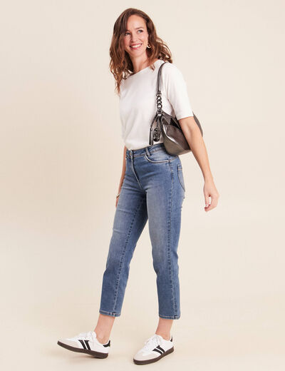 Jean coupe droite 7/8&egrave;me denim stone femme