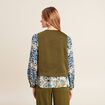 Veston sans manches satin vert olive femme