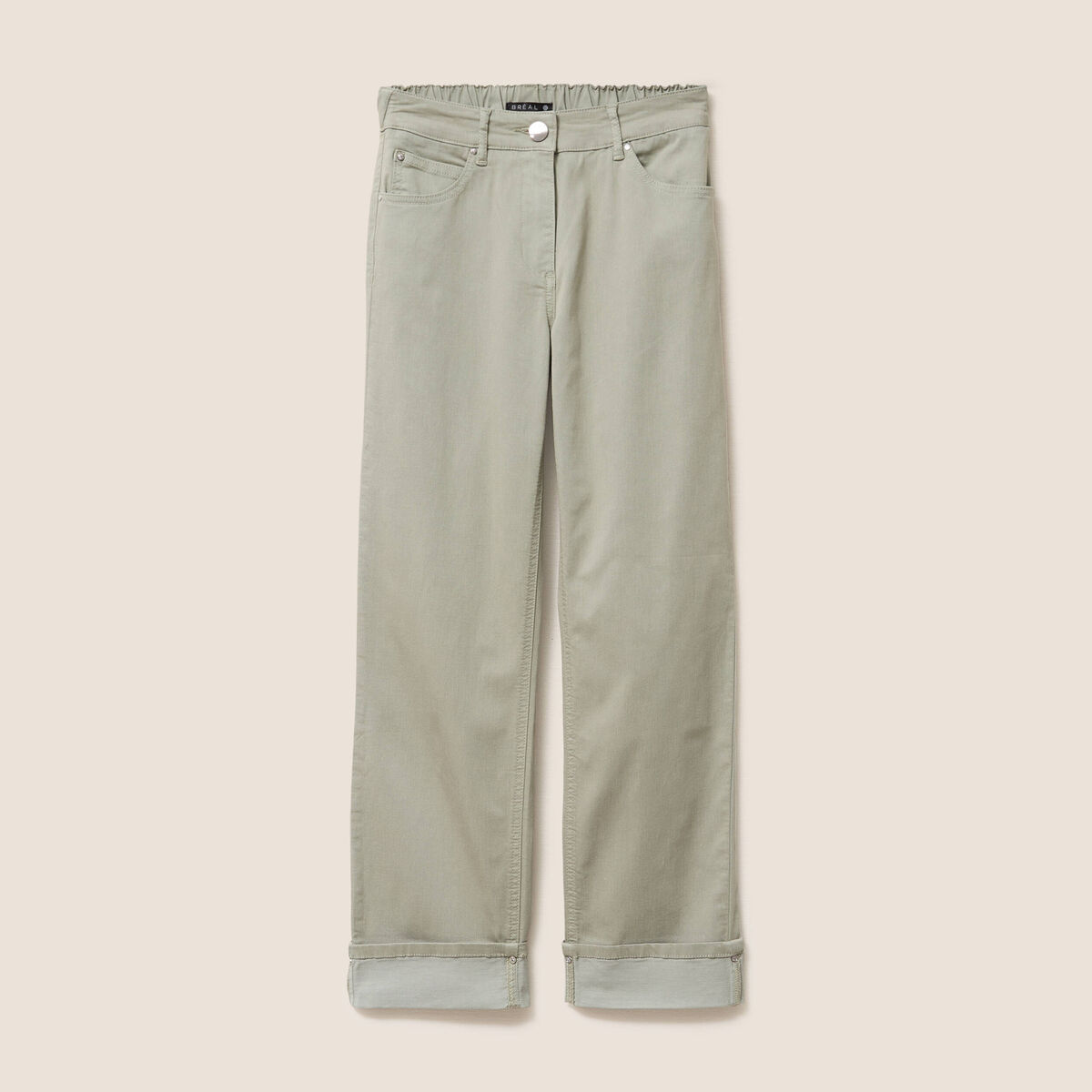 Pantalon coupe mom 7/8&egrave;me vert clair femme