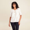 Blouse crêpe manches courtes beige femme