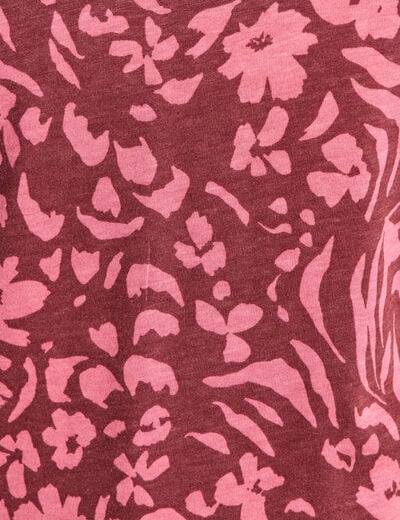 T-shirt col V manches courtes rose femme