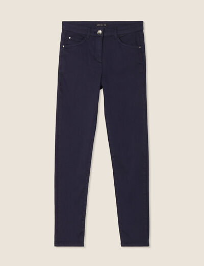 Pantalon léger taille standard 7/8ème bleu marine femme