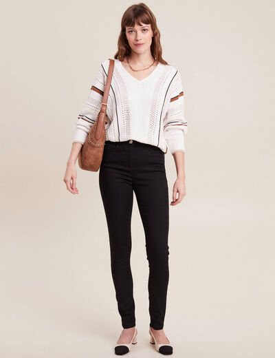 Pantalon léger taille haute long noir femme