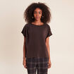 T-shirt manches coudes marron fonc&eacute; femme