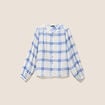 Chemise ample col rond manches longues bleu femme