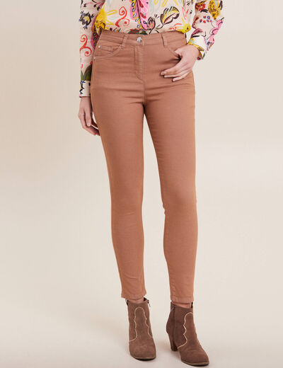 Pantalon léger taille haute 7/8ème marron femme