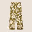 Pantalon large 7/8&egrave;me taille haute vert kaki femme