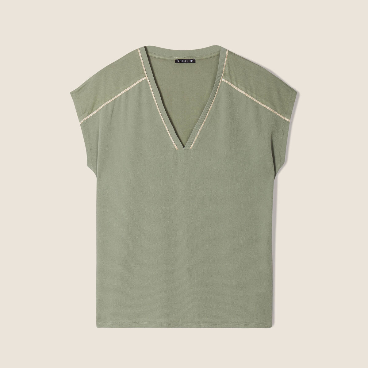 T-shirt manches courtes vert kaki femme