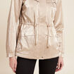 Parka courte métallisée beige femme