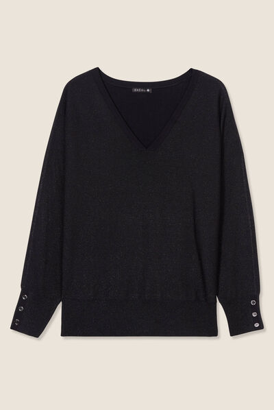Pull manches longues noir femme
