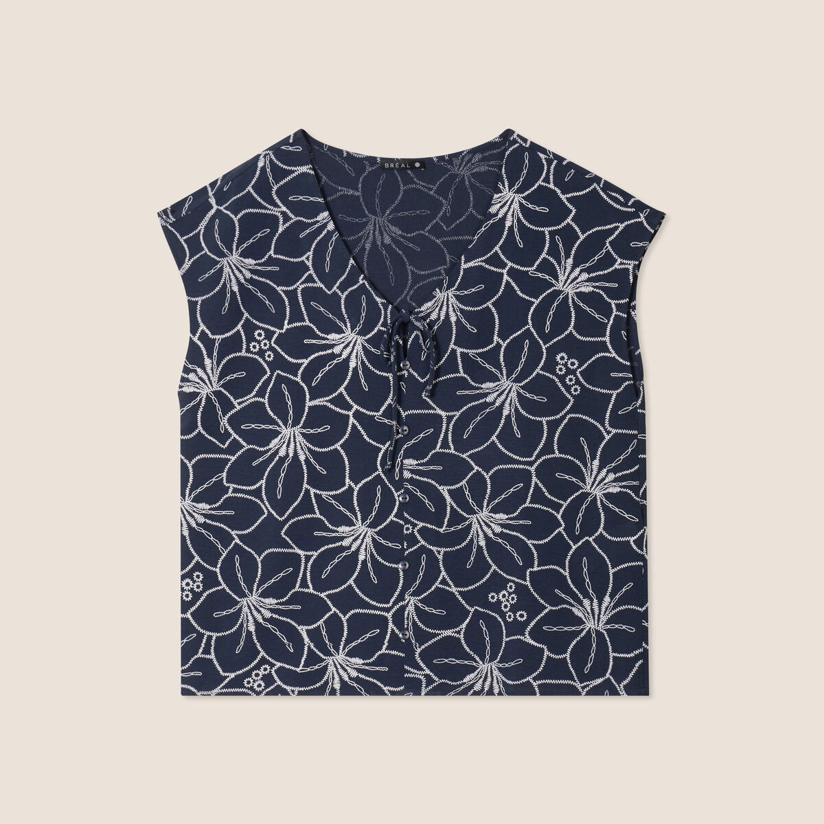 Blouse manches courtes bleu foncé femme