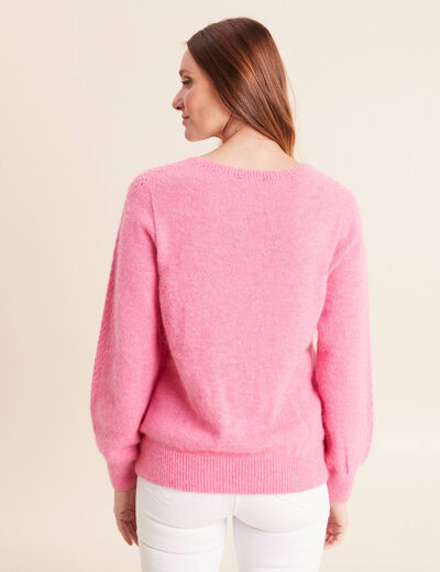Pull confectionn&eacute; en France rose fushia femme