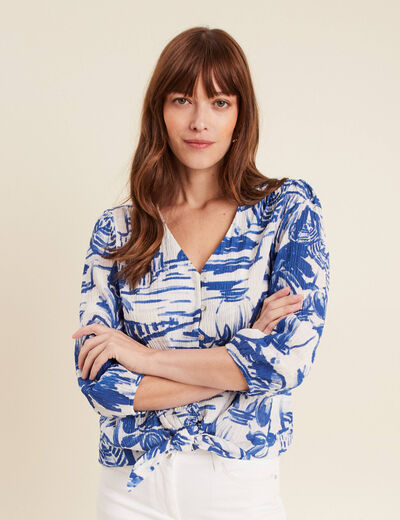 Blouse manches 3/4 blanc femme