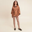 Poncho ceintur&eacute; fermeture zipp&eacute;e marron clair femme